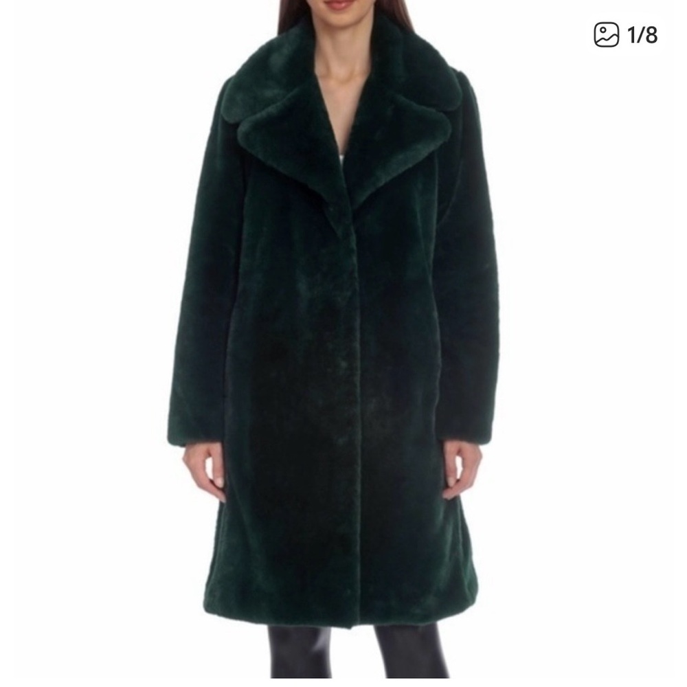 Avec Les Filles Deep Green Faux Fur Coat
